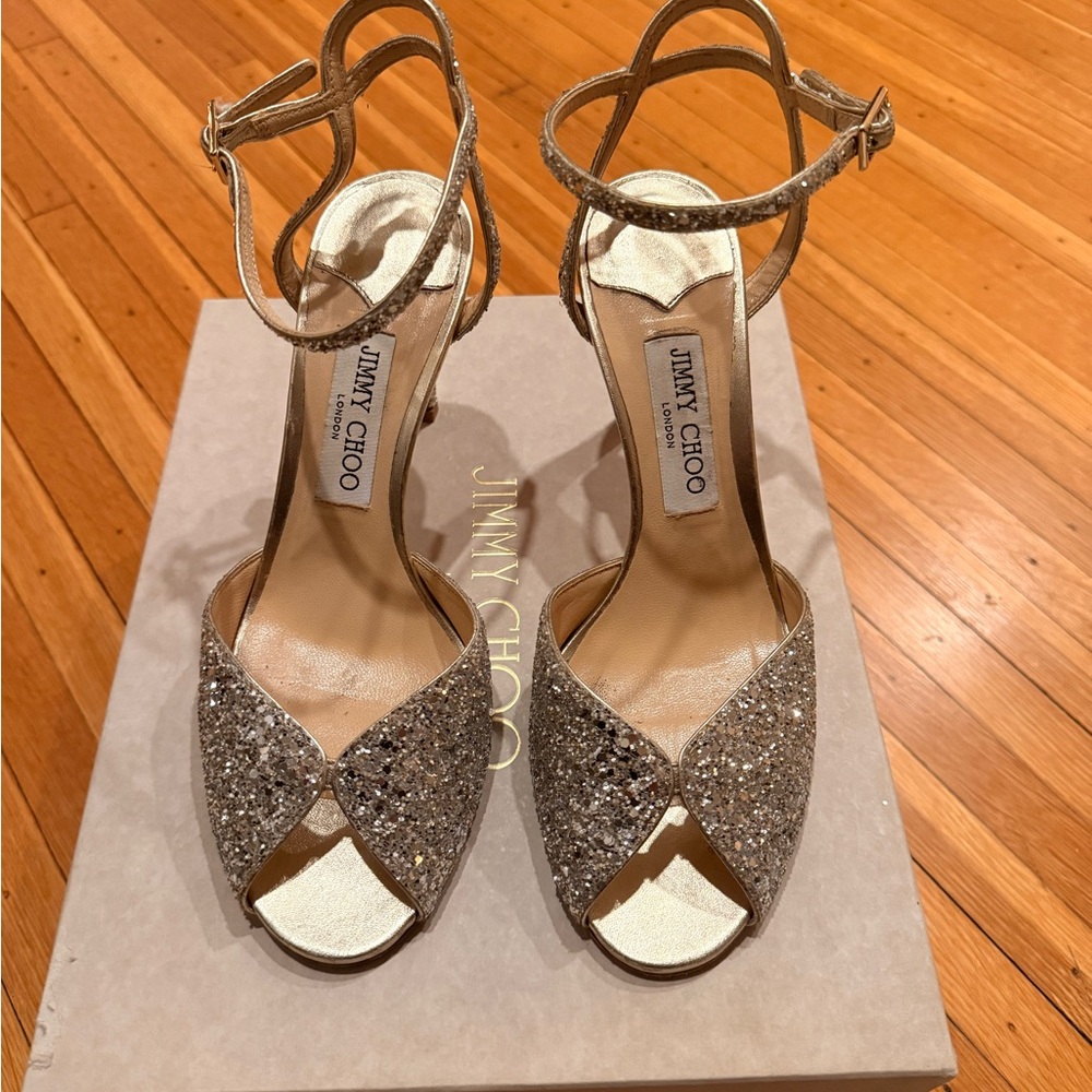 Jimmy Choo Glittering Silver Heels
